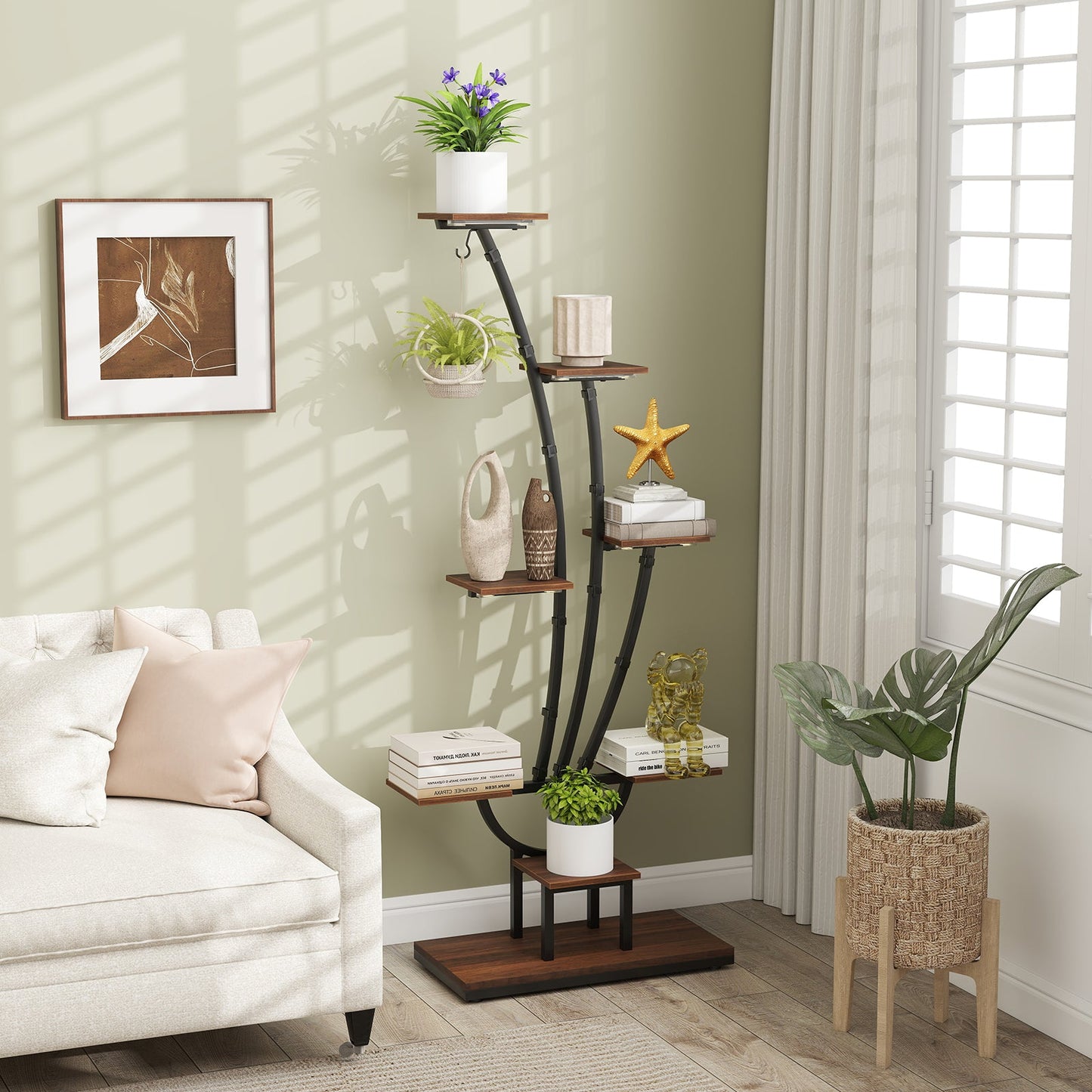 Indoor Plant Stand with Grow Lights Tall 8-Tier Corner Metal Plant Shelf