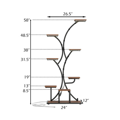 Indoor Plant Stand with Grow Lights 58" Tall 8-Tier Corner Metal Plant Shelf