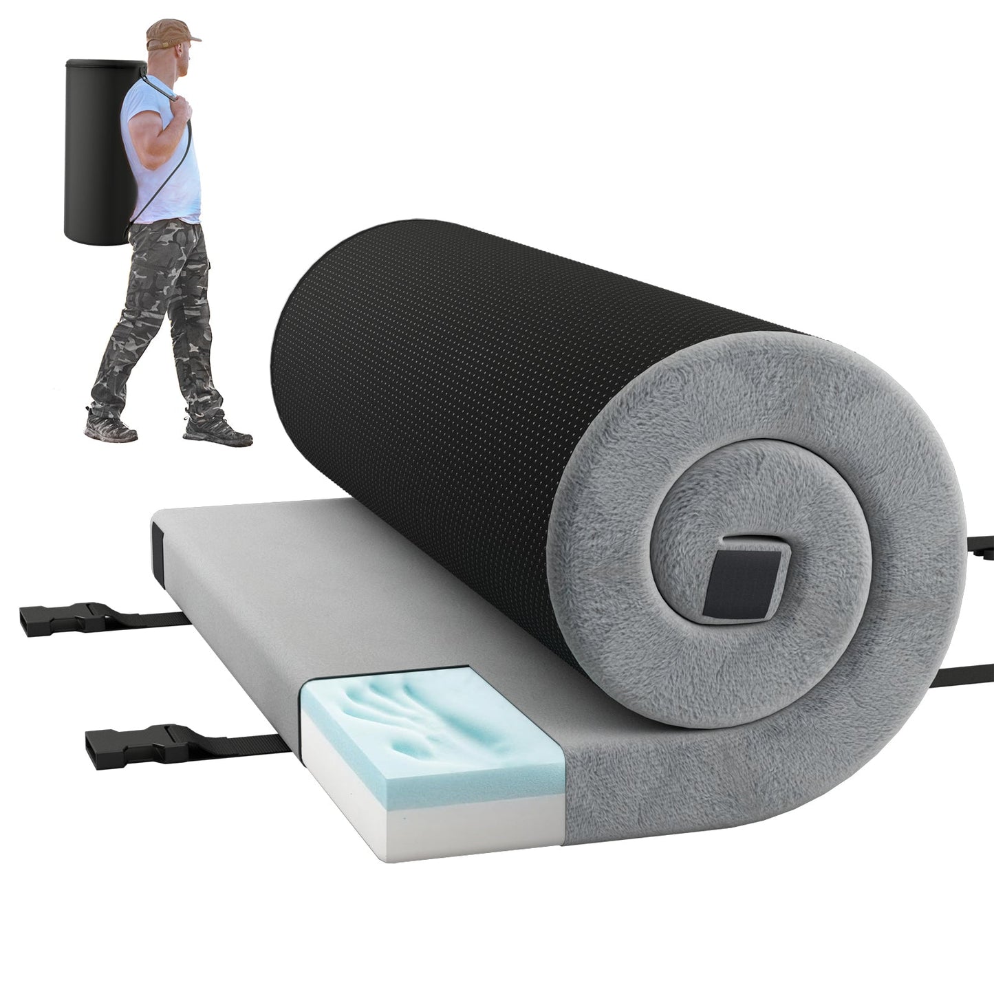 Indoor outdoor Sleeping mat with High density foam Cushion and Carrying Bag-Gary