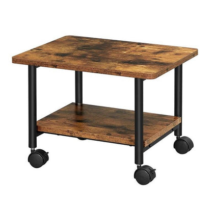 Industrial Black Metal Rustic Wood Printer Stand Cart with Bottom Paper Shelf - Tampa Home & Garden Store