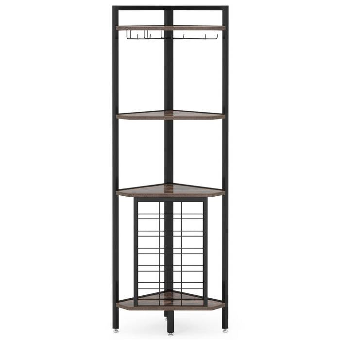 Industrial Corner Wine Rack Storage Shelving Unit with Glass Holders - Tampa Home & Garden Store