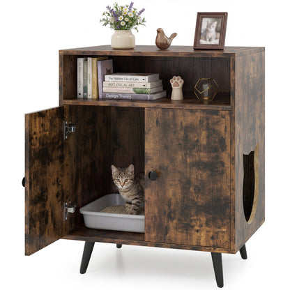 Cat Litter Box Enclosure With Storage Compartment