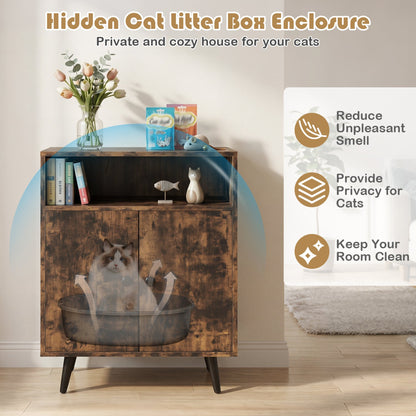 Cat Litter Box Enclosure With Storage Compartment