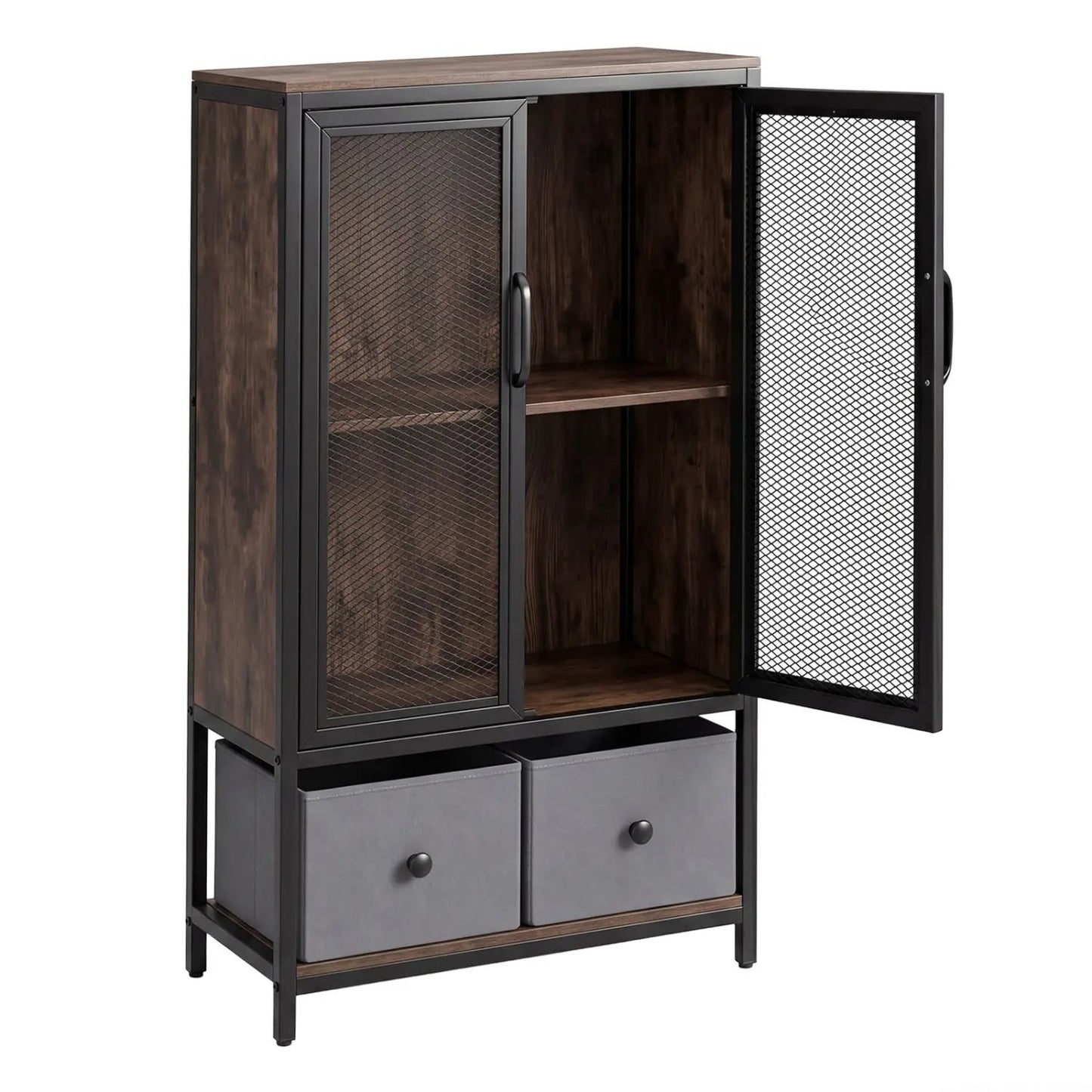 Industrial Coffee Bar Cabinet With 2-Tier Storage