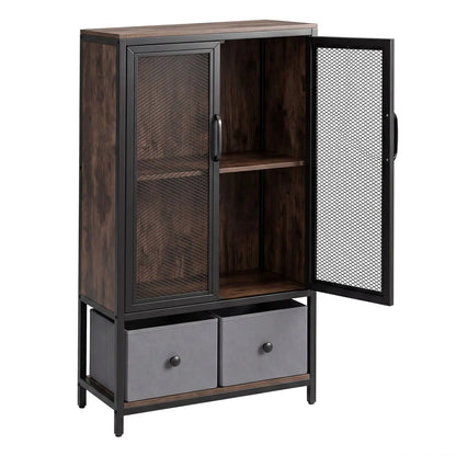 Industrial Coffee Bar Cabinet With 2-Tier Storage