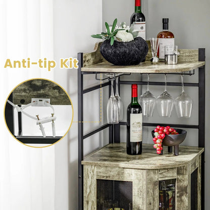 Corner Bar Cabinet With Glass Holder and Shelf
