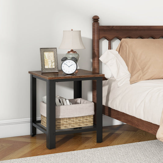 Industrial End Table 2-Tier Side Table-Black - Tampa Home & Garden Store