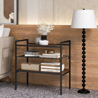 Mesa de entrada industrial con panel extraíble y estante de malla