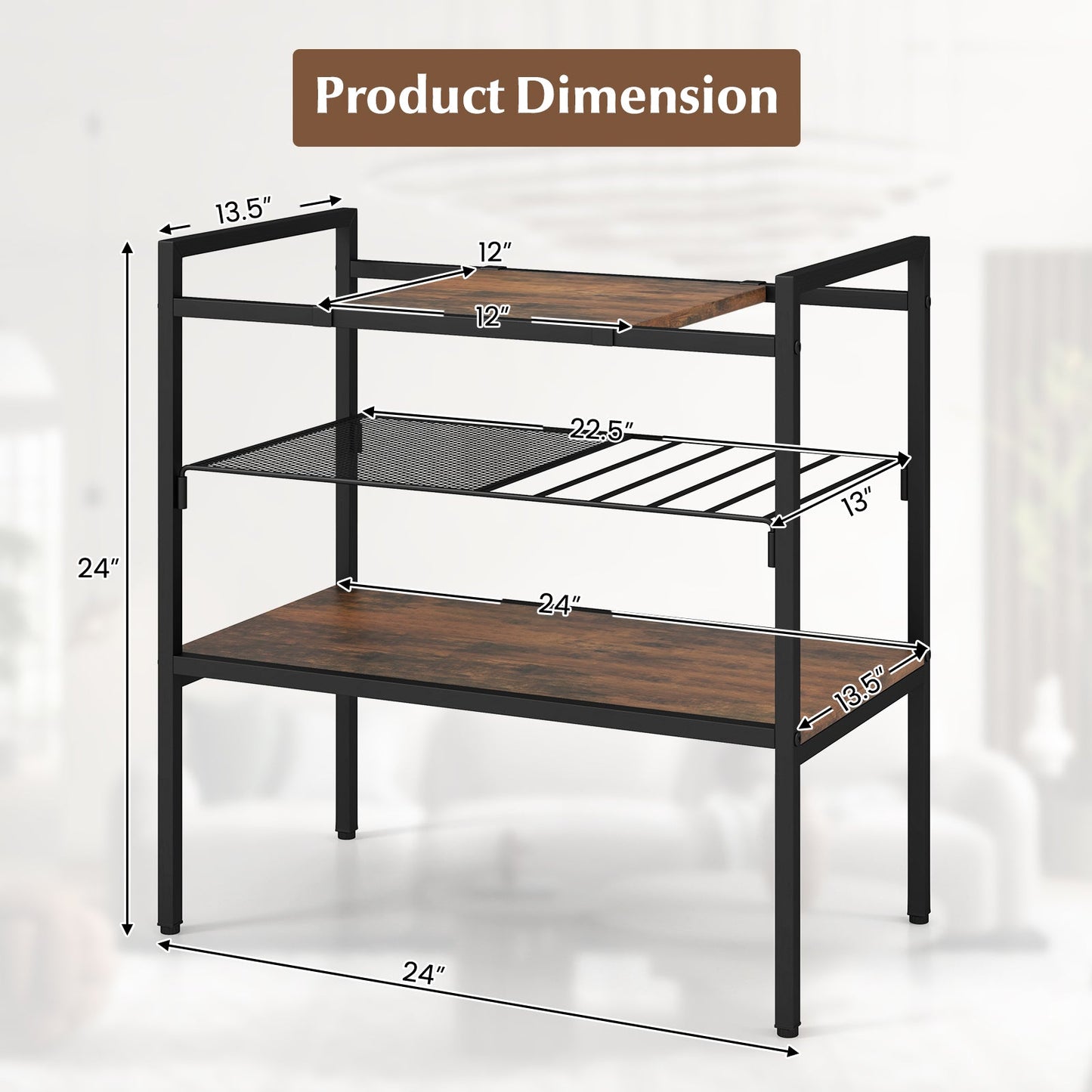 Mesa de entrada industrial con panel extraíble y estante de malla