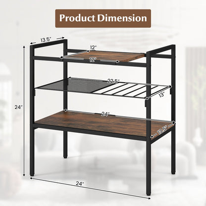 Mesa de entrada industrial con panel extraíble y estante de malla