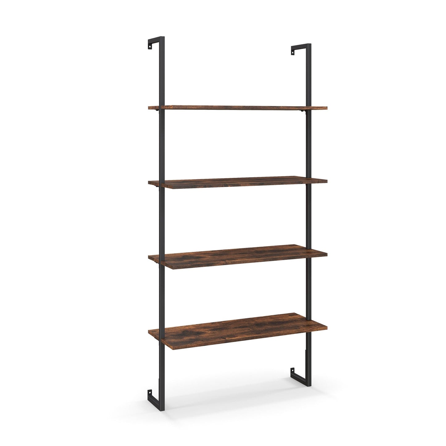 Estantería industrial de escalera de 4 niveles con estructura metálica - Café