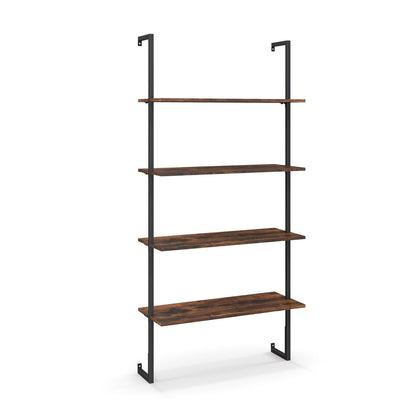 Estantería industrial de escalera de 4 niveles con estructura metálica - Café