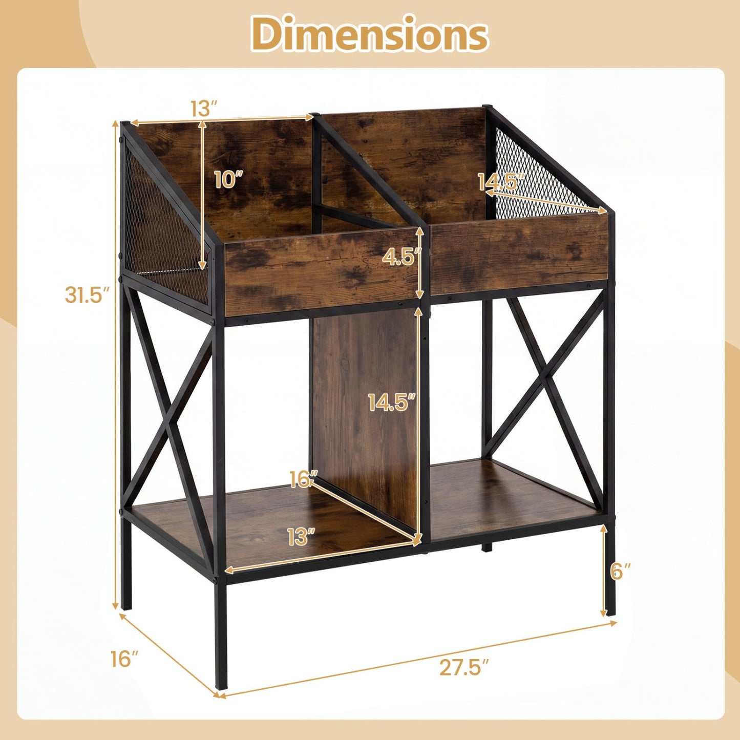 Industrial Vinyl Record Storage Rack by DirectDeals with metal frame and dark wood panels on Tampa Home & Garden Store
