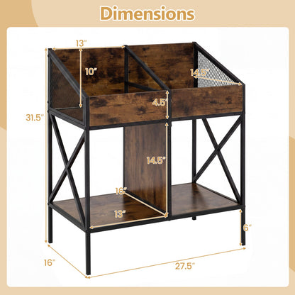 Industrial Vinyl Record Storage Rack by DirectDeals with metal frame and dark wood panels on Tampa Home & Garden Store
