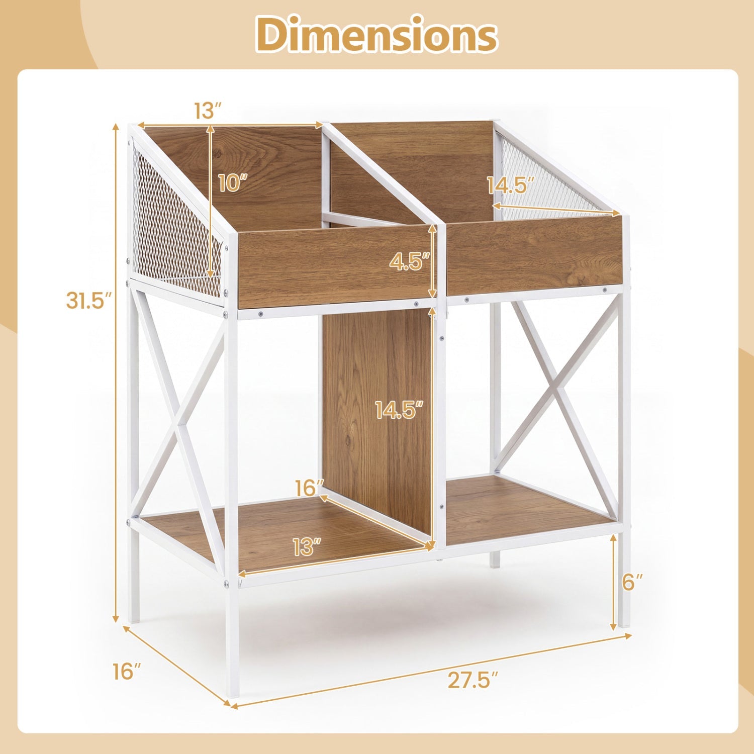 Industrial Vinyl Record Storage Rack with Metal Frame, DirectDeals, brown wood shelves on Tampa Home & Garden Store