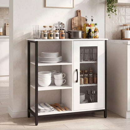 Side Cabinet with Mesh Door and 3 Shelves