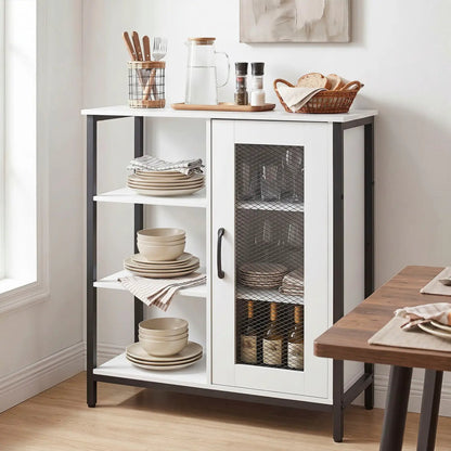 Side Cabinet with Mesh Door and 3 Shelves