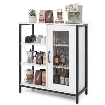 Side Cabinet with Mesh Door and 3 Shelves