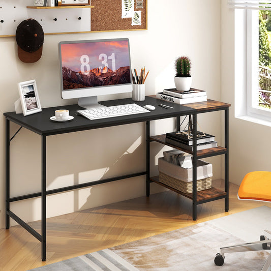 55 Inch Modern Industrial Style Study Writing Desk with 2 Storage Shelves - Tampa Home & Garden Store