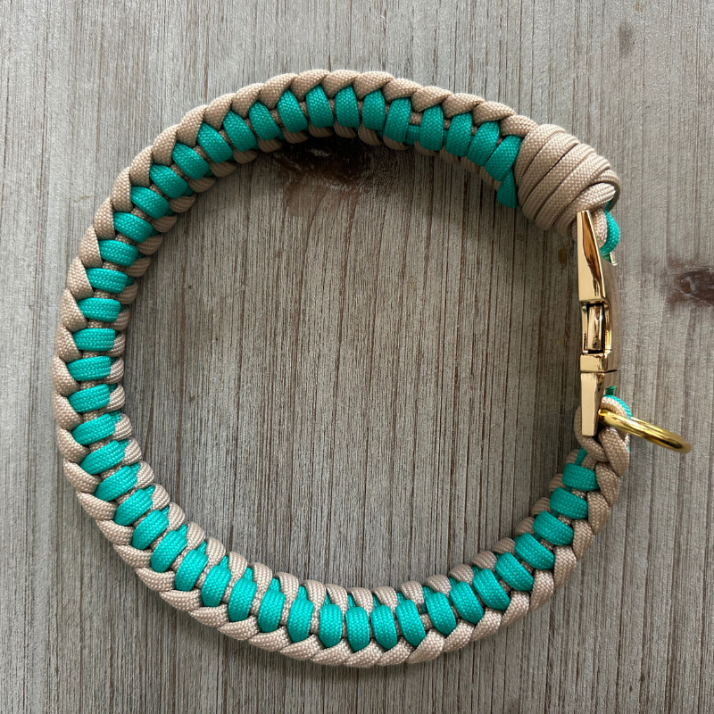Infinity Braid in Teal & Light Tan - Handmade Dog Collar - Tampa Home & Garden Store