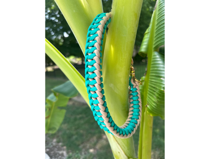Infinity Braid in Teal & Light Tan - Handmade Dog Collar - Tampa Home & Garden Store