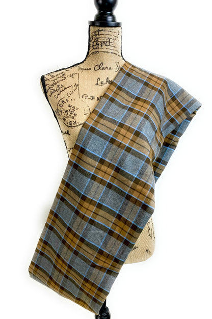 Infinity Scarf - Outlander Clan MacKenzie Inspired Gray, Brown and Light Blue Cotton Flannel - Tampa Home & Garden Store