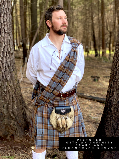 Infinity Scarf - Outlander Clan MacKenzie Inspired Gray, Brown and Light Blue Cotton Flannel - Tampa Home & Garden Store