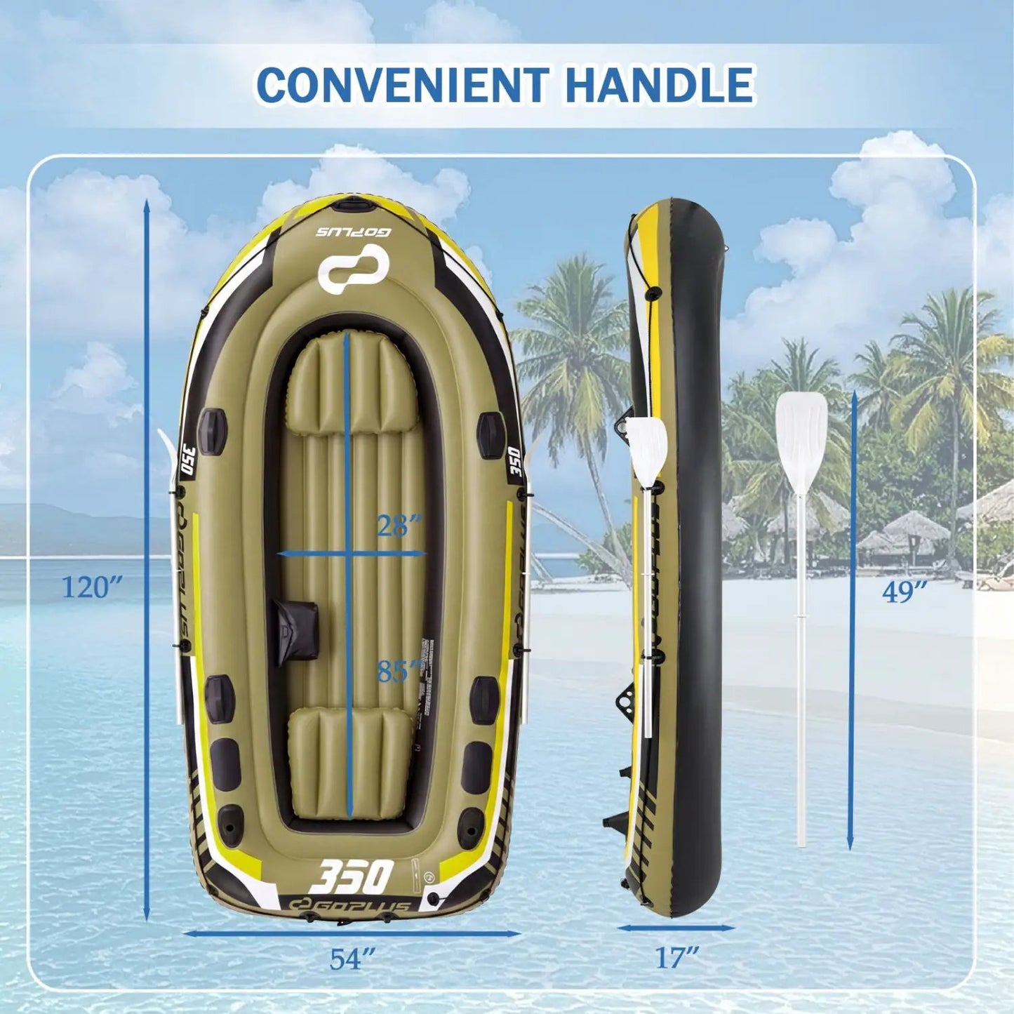4-Person Inflatable Fishing Boat with Oars