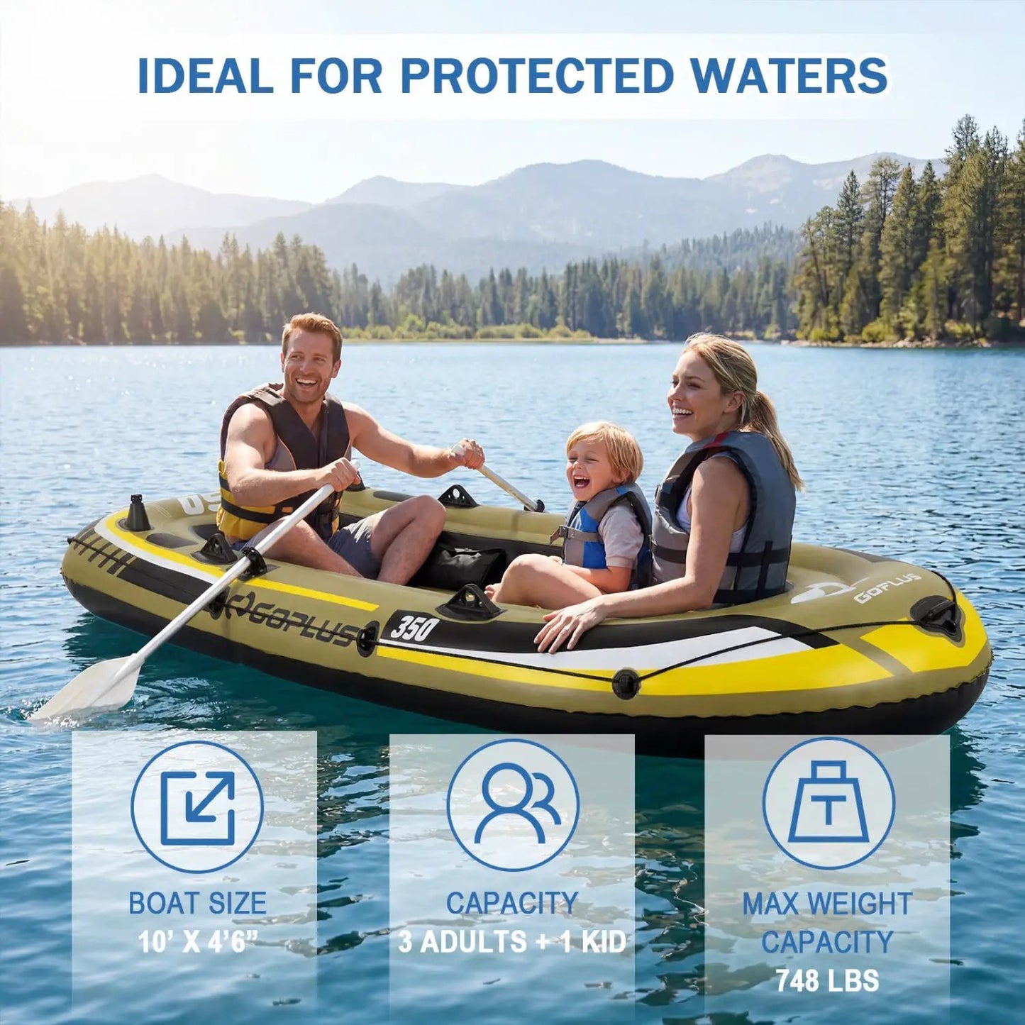 4-Person Inflatable Fishing Boat with Oars