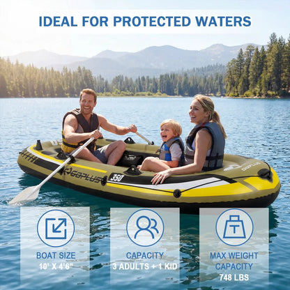 4-Person Inflatable Fishing Boat with Oars