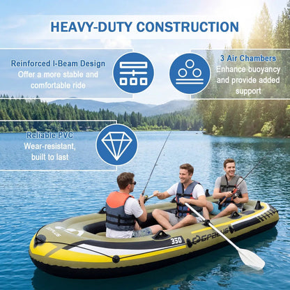 4-Person Inflatable Fishing Boat with Oars