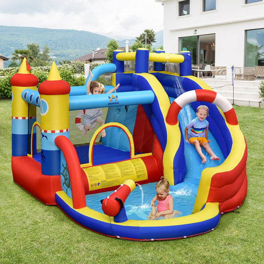 Inflatable Bounce Castle with Slide Climbing Wall and 450W Blower - Tampa Home & Garden Store