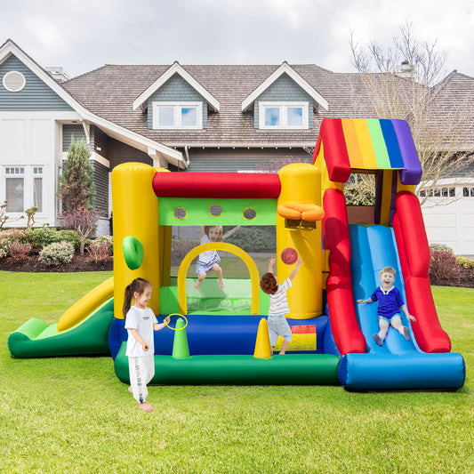 Inflatable Bounce Castle with Double Slides and 735W Blower - Tampa Home & Garden Store