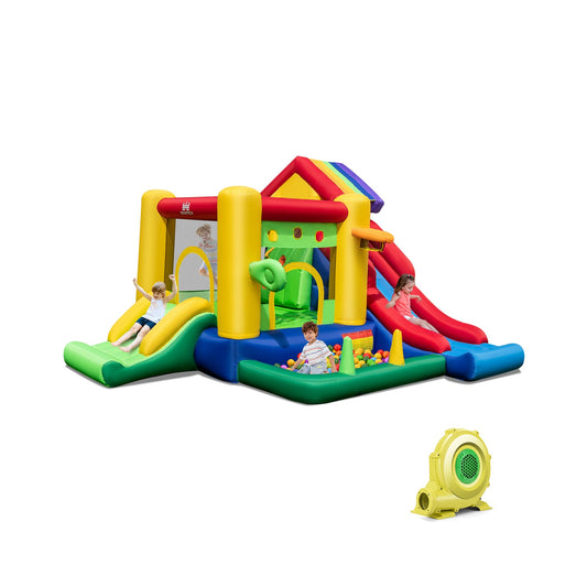 Inflatable Bounce Castle with Double Slides and 735W Blower - Tampa Home & Garden Store
