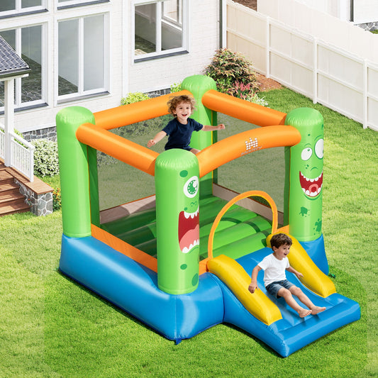 Inflatable Bounce House Monster Themed Bouncy Castle with Large Jumping Area and Slide 550W Blower Included - Tampa Home & Garden Store