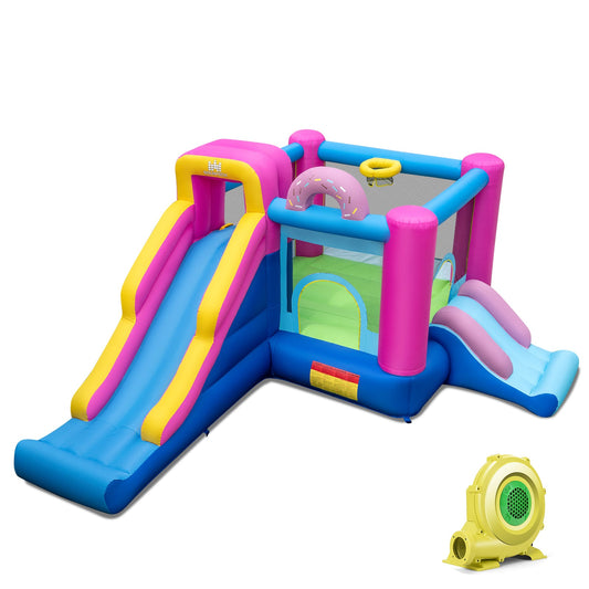 Inflatable Bounce House with Slides and Basketball Hoop (with 735W Blower) - Tampa Home & Garden Store