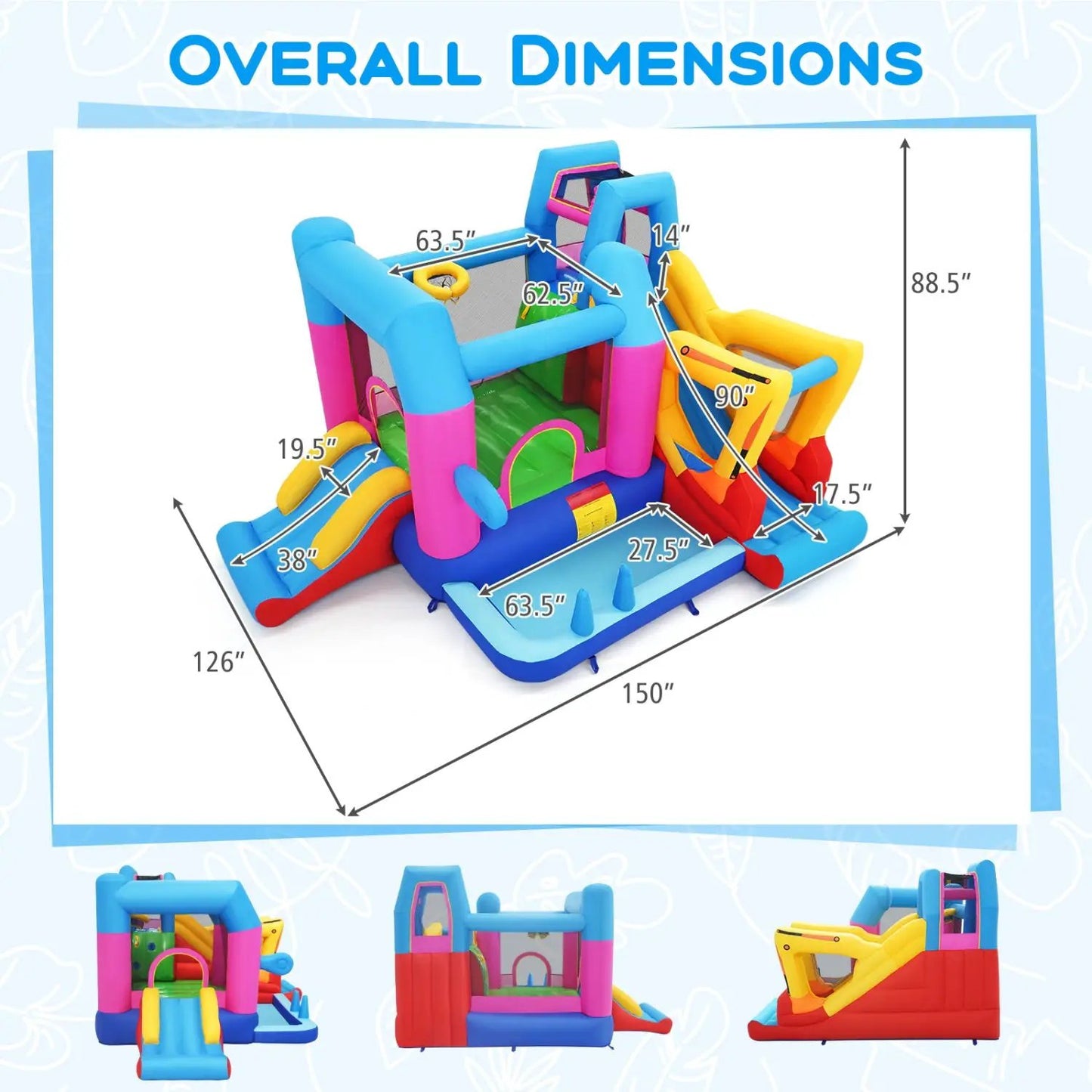 Excavator Inflatable Bounce House 8 in 1 Fun