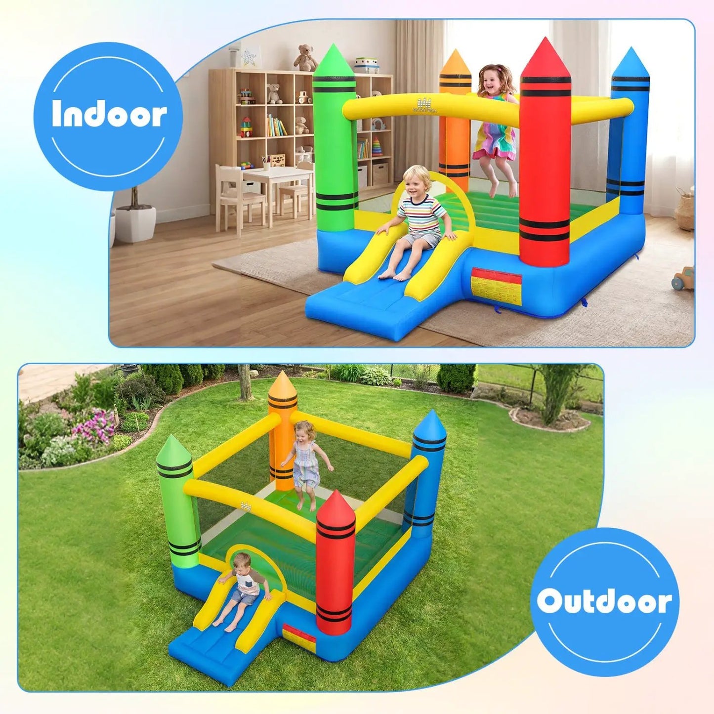 Inflatable Bounce House 2 in 1 Slide and Jump