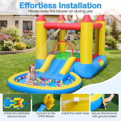 Inflatable Bounce House Water Slide 370W Blower