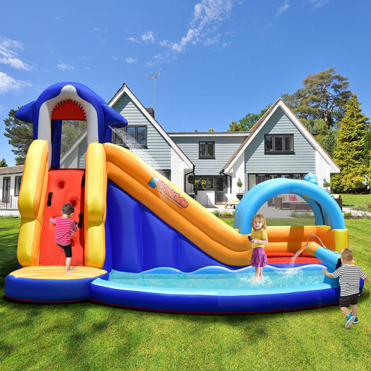 Inflatable Bouncy House with Slide and Splash Pool without Blower - Tampa Home & Garden Store
