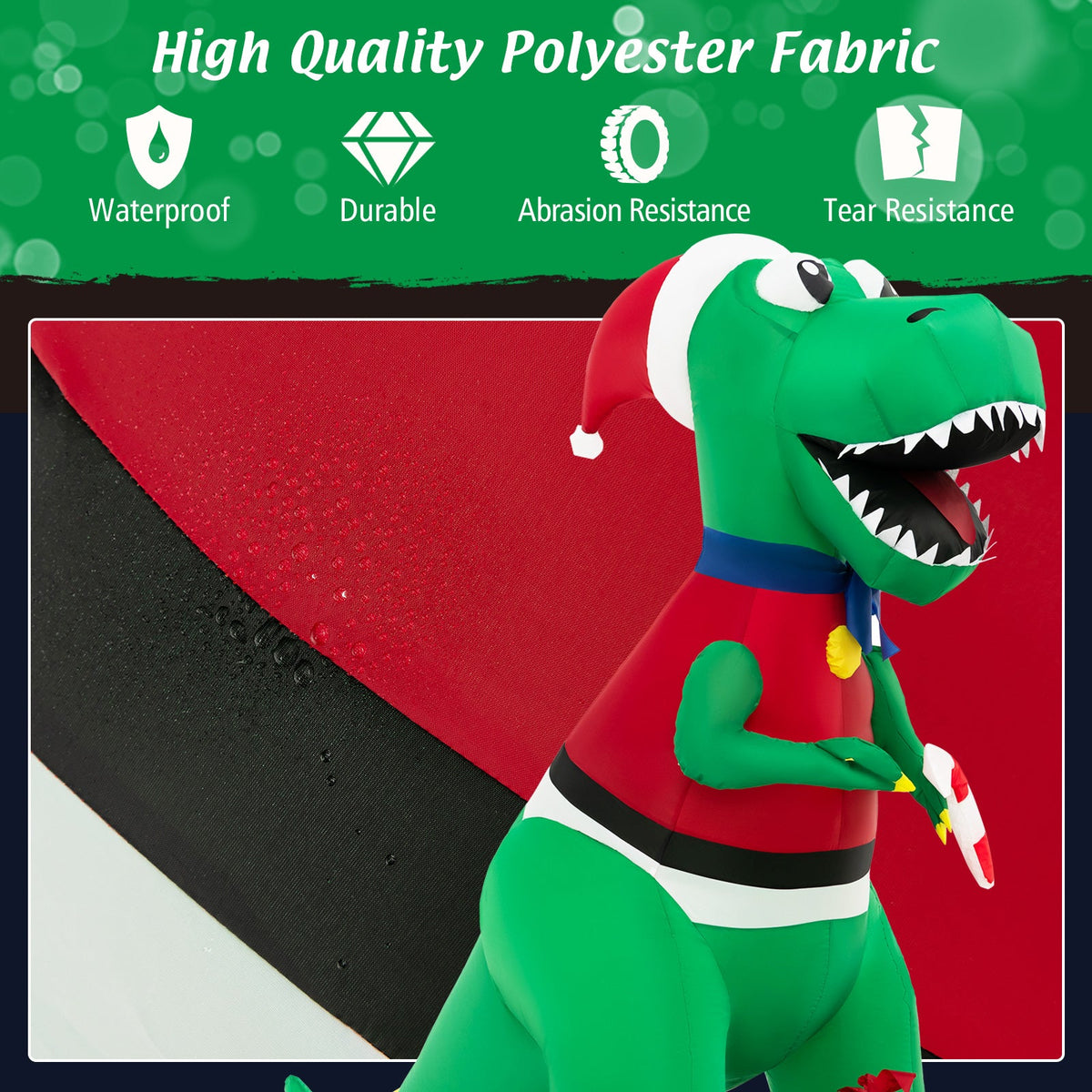 Inflatable Christmas decoration with LED lights by DirectDeals, green red inflatable figure on Tampa Home & Garden Store