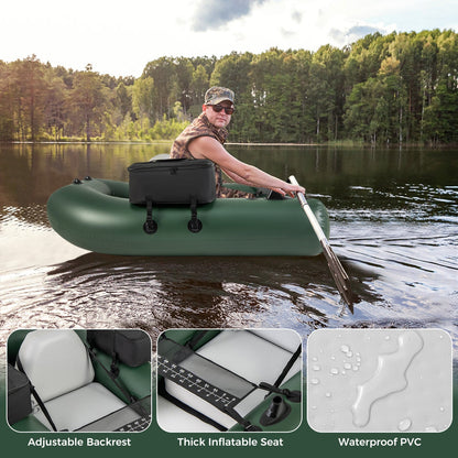 Inflatable Fishing Float Tube for Angling with Fish Ruler and Angling Base