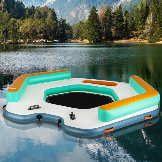 8.7 Feet Inflatable Floating Dock with Detachable Ladder and Mesh Swim Lounge - Tampa Home & Garden Store