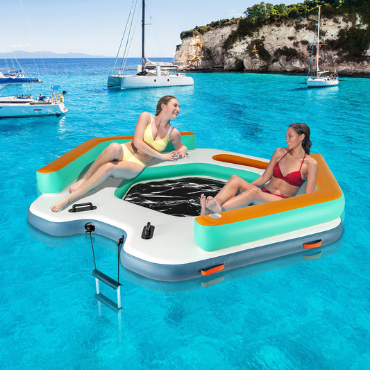 8.7 Feet Inflatable Floating Dock with Detachable Ladder and Mesh Swim Lounge - Tampa Home & Garden Store