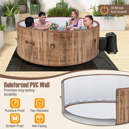 72 Inches Inflatable Hot Tub SPA with 120 Air Jets Electric Heater Pump for 4-6 Person-Coffee - Tampa Home & Garden Store