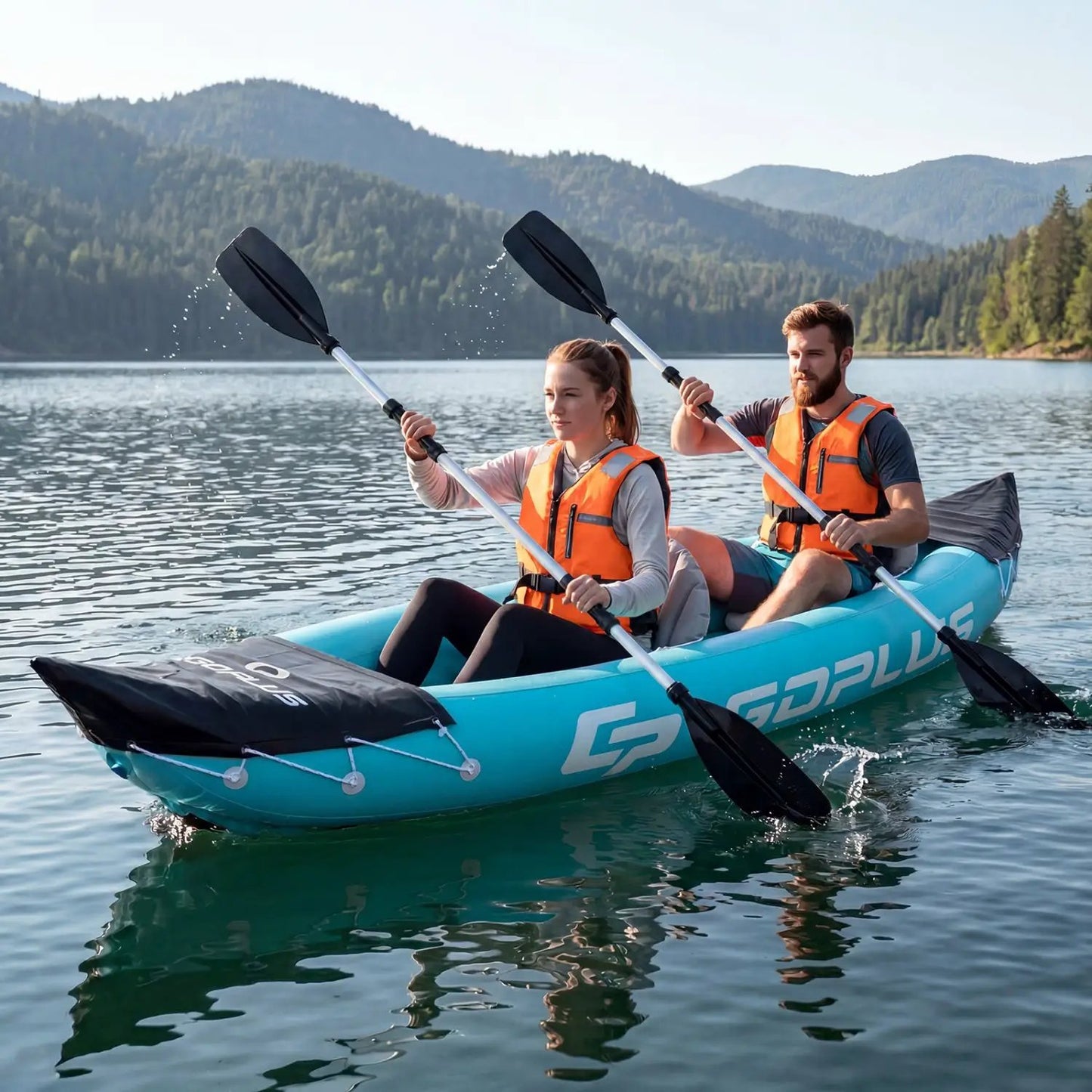 Two Person Inflatable Kayak with Aluminum Paddles