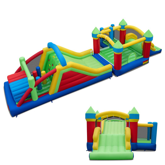 Inflatable Obstacle Course Bounce House with Dual Slides and Tunnels without Blower - Tampa Home & Garden Store