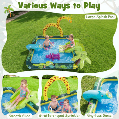 Inflatable Jungle Play Spray Pool with Slide