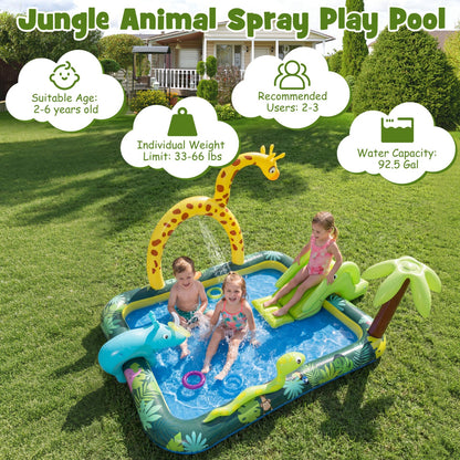 Inflatable Jungle Play Spray Pool with Slide