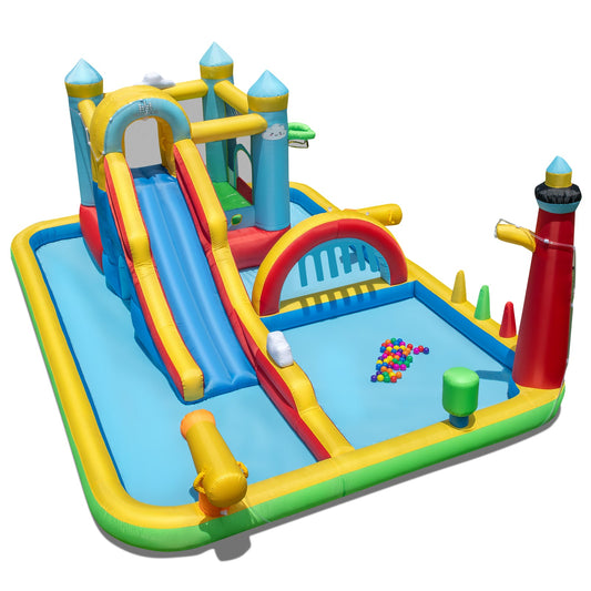 Inflatable Water Slide Giant Water Park with Long Slide Jumping Area - Tampa Home & Garden Store